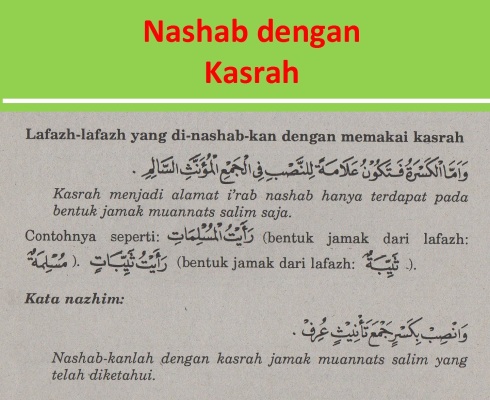 belajar bahasa arab ilmu nahwu nashab dengan kasrah